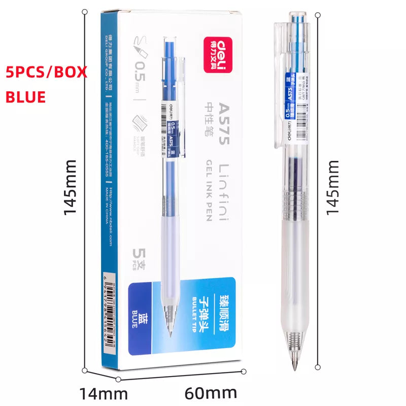 5-Pack Retractable 0.5 mm Gel Pens with Refills retractable-blue by HitMyNeed