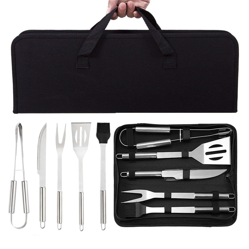 5-Piece BBQ Tool Set with Zipper Storage Bag by HitMyNeed
