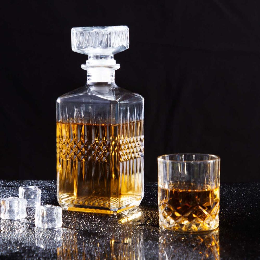 5-Piece Diamond Cut Whiskey Decanter and Glass Set by HitMyNeed