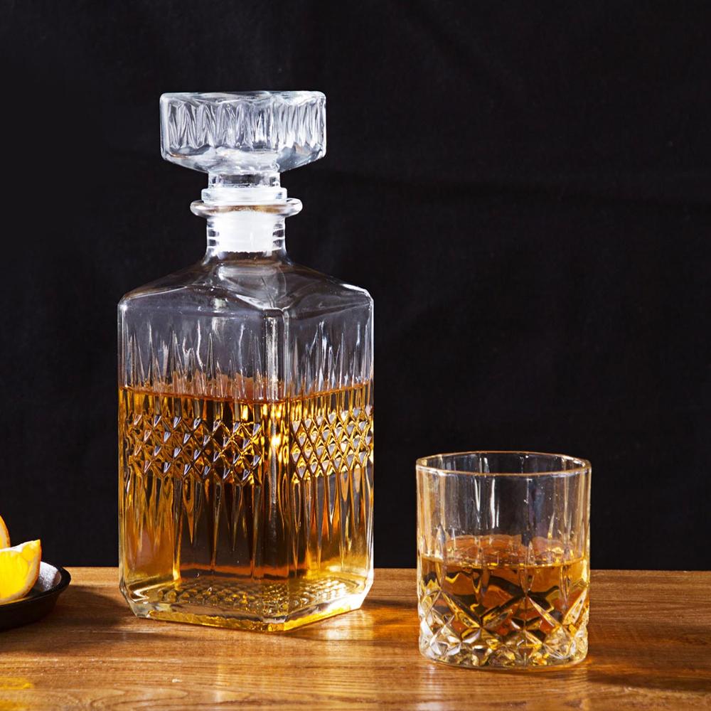 5-Piece Diamond Cut Whiskey Decanter and Glass Set by HitMyNeed