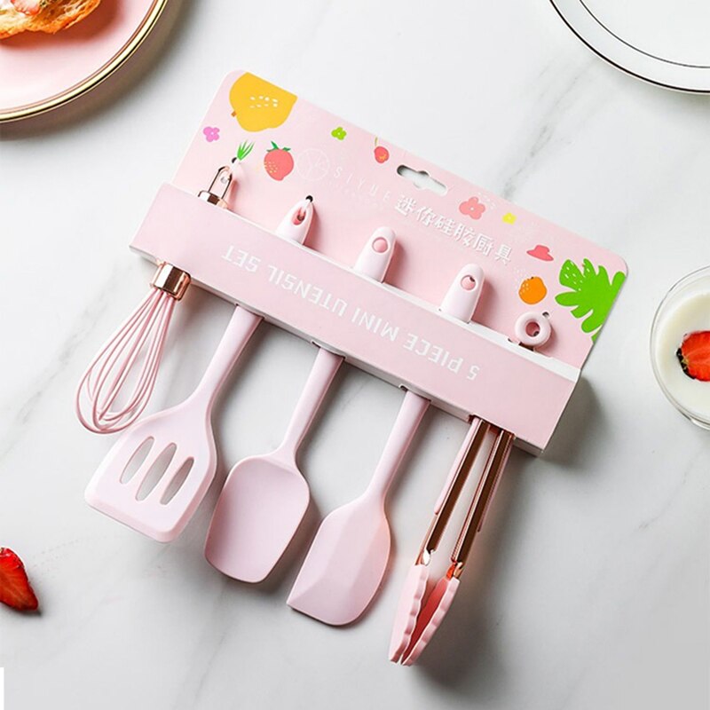 5-Piece Silicone and Wood Kitchen Utensil Set by HitMyNeed