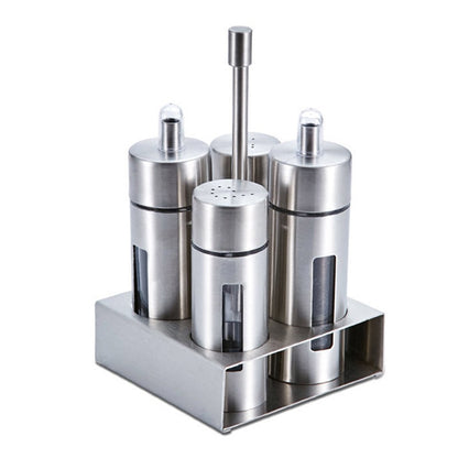 5-Piece Stainless Steel Spice & Condiment Jar Set by HitMyNeed