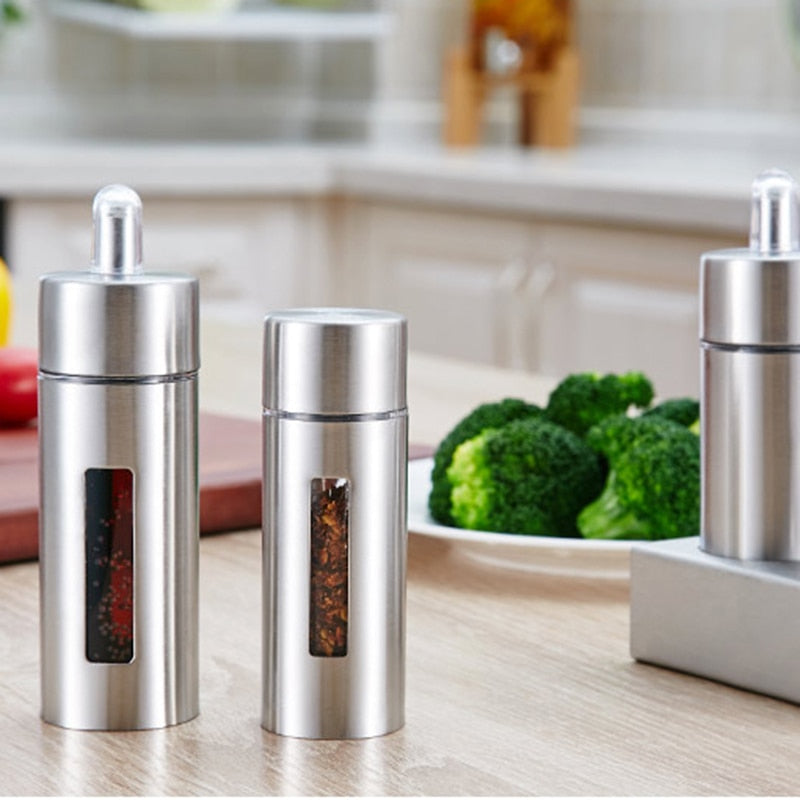 5-Piece Stainless Steel Spice & Condiment Jar Set by HitMyNeed