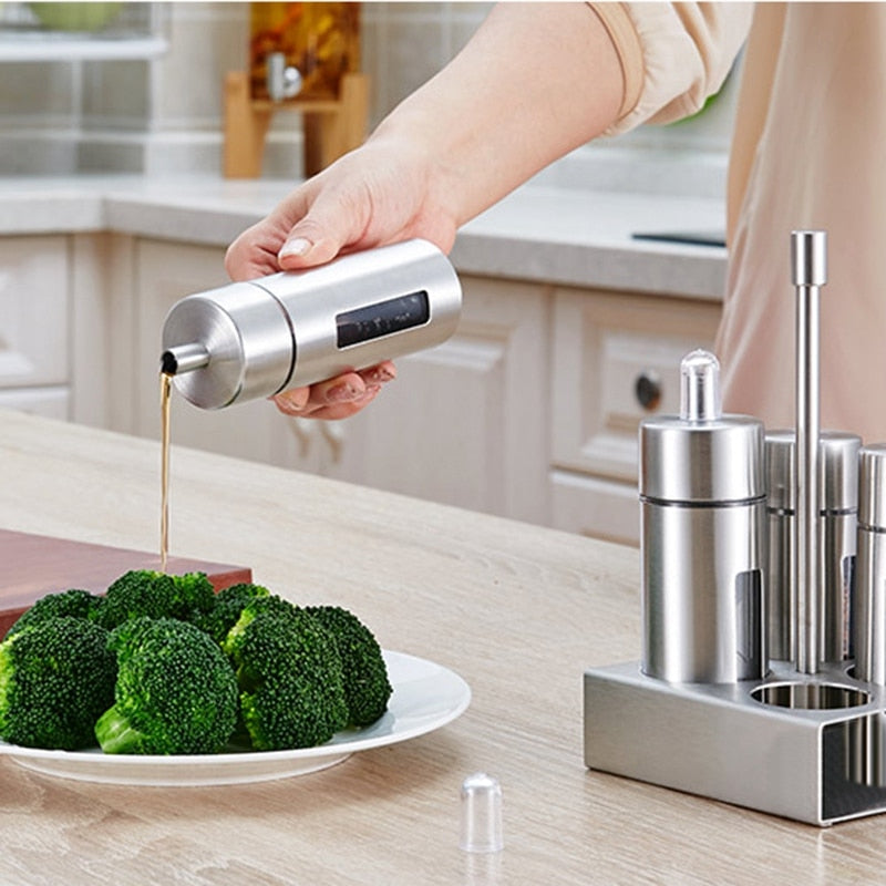 5-Piece Stainless Steel Spice & Condiment Jar Set by HitMyNeed
