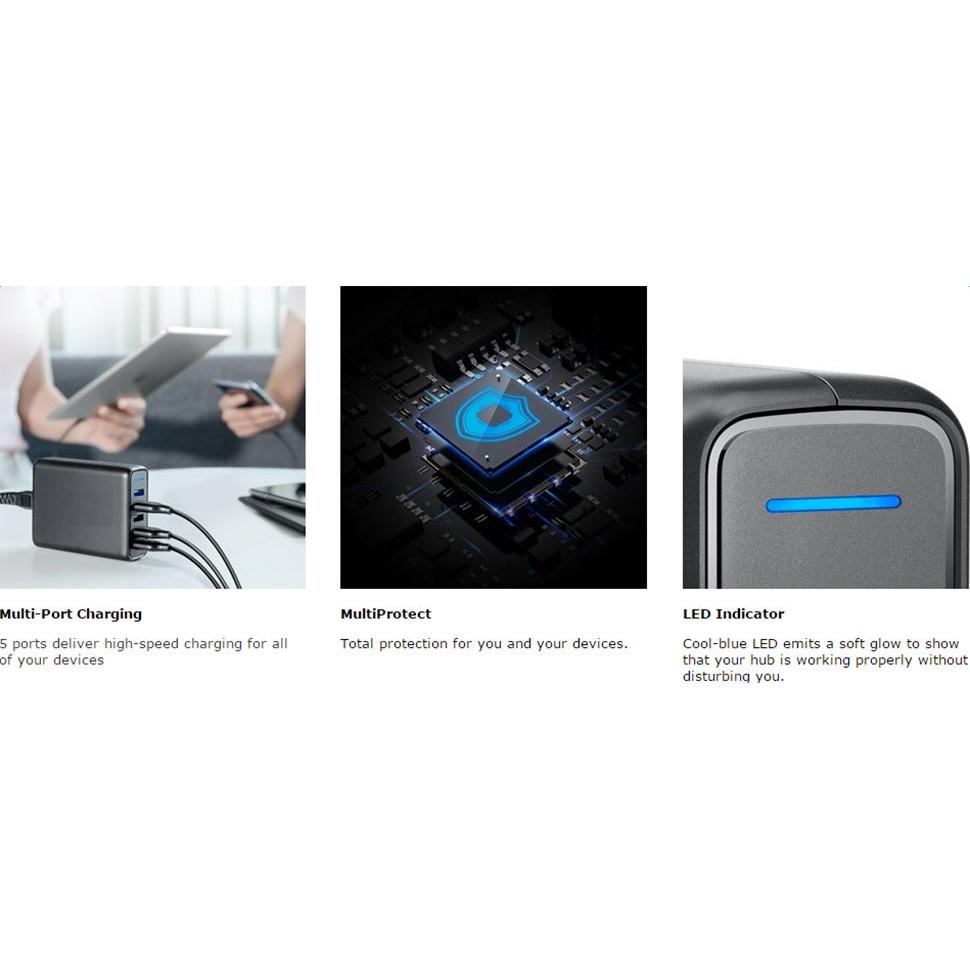 5 Port USB Desktop Charger with Fast Charging by HitMyNeed