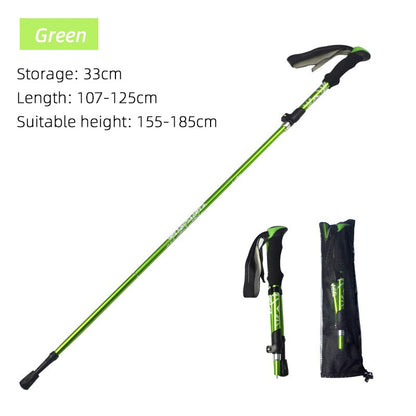 5-Section Folding Telescopic Trekking Pole 130cm green by HitMyNeed