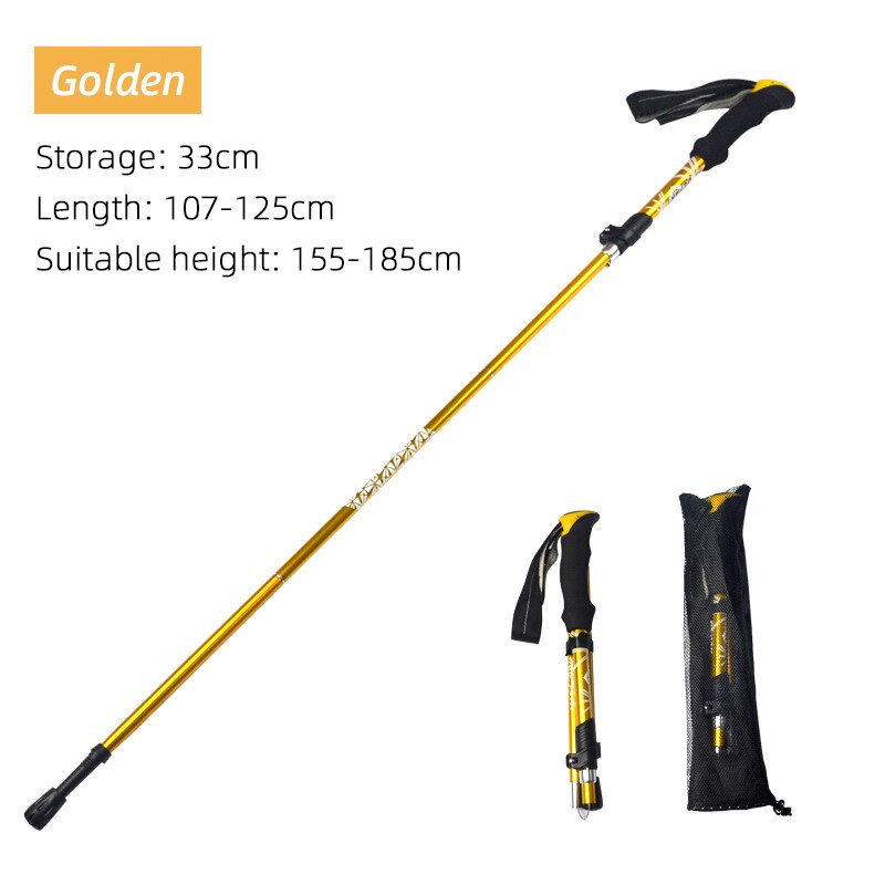 5-Section Folding Trekking Pole, Adjustable 107-125cm black by HitMyNeed