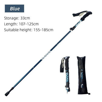 5-Section Folding Trekking Pole, Adjustable 107-125cm blue by HitMyNeed