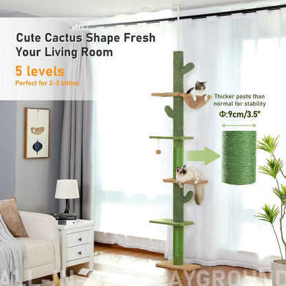 5-Tier Floor to Ceiling Cactus Cat Tree Tower by HitMyNeed