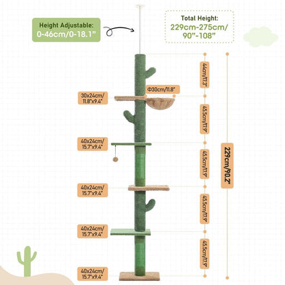 5-Tier Floor to Ceiling Cactus Cat Tree Tower by HitMyNeed