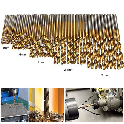 50-Piece HSS Titanium-Coated Twist Drill Bit Set by HitMyNeed