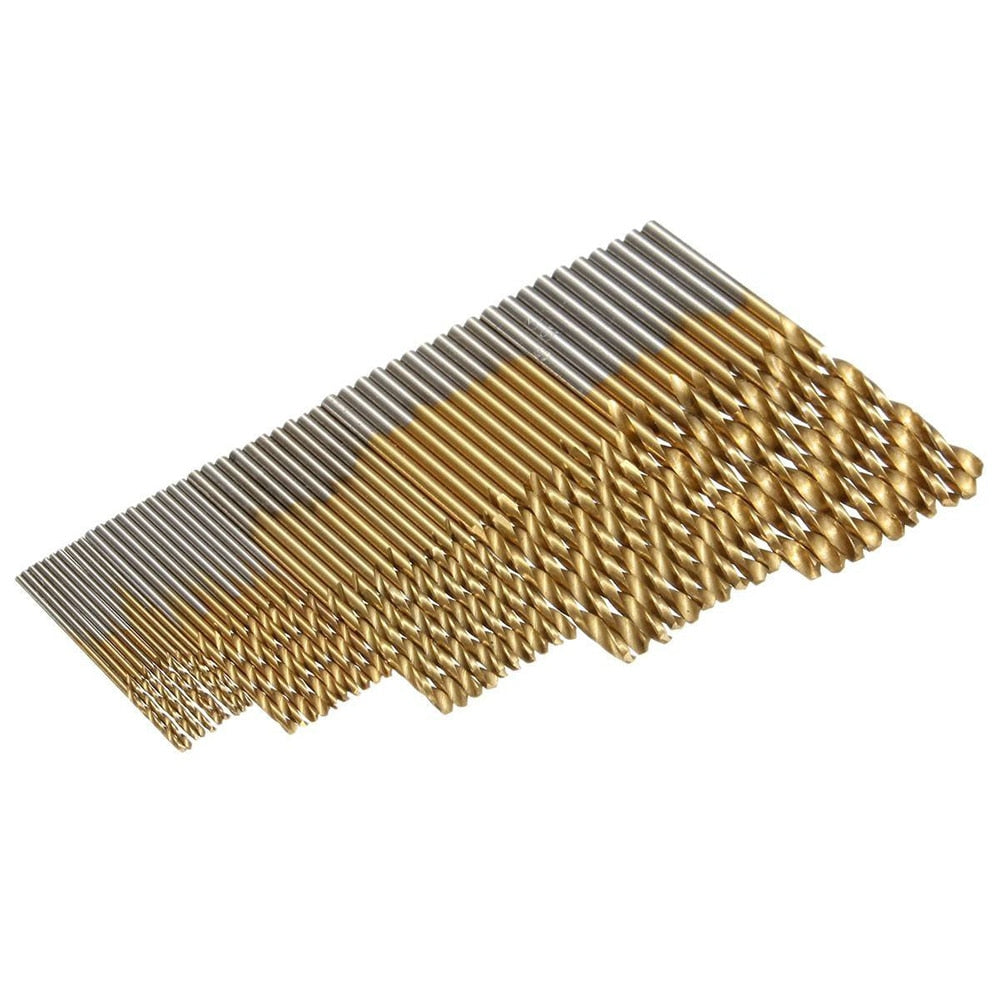 50-Piece HSS Titanium-Coated Twist Drill Bit Set by HitMyNeed