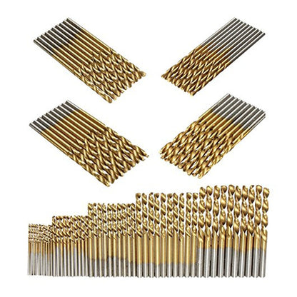 50-Piece HSS Titanium-Coated Twist Drill Bit Set by HitMyNeed