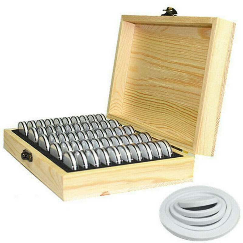 50-Slot Wooden Coin Display Case with Holders by HitMyNeed