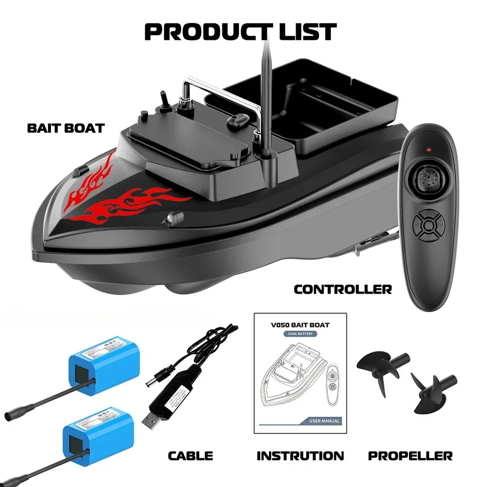 500m RC Fishing Bait Boat with 2kg Load & Night Lights by HitMyNeed
