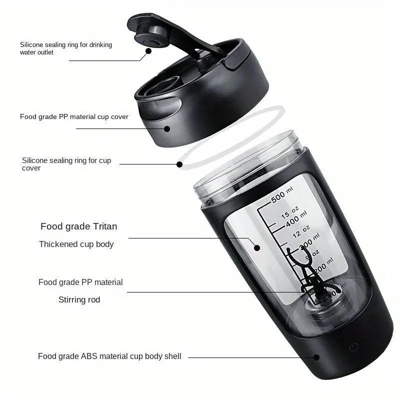 500ml Electric Protein Shaker Bottle with USB-C by HitMyNeed