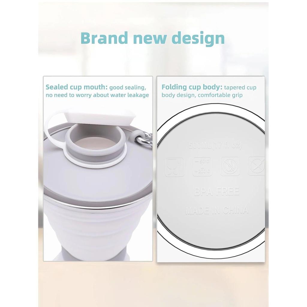 500ml Foldable Silicone Water Bottle for Travel & Sport by HitMyNeed