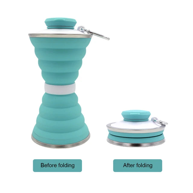 500ml Foldable Silicone Water Bottle for Travel & Sport green by HitMyNeed