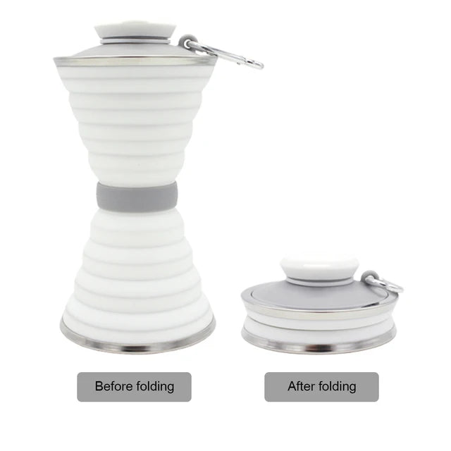 500ml Foldable Silicone Water Bottle for Travel & Sport white by HitMyNeed