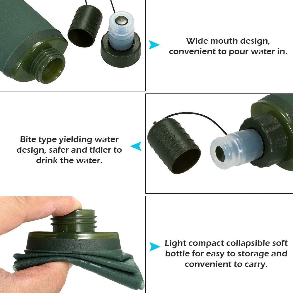 500ml TPU Folding Soft Flask Sports Water Bottle by HitMyNeed