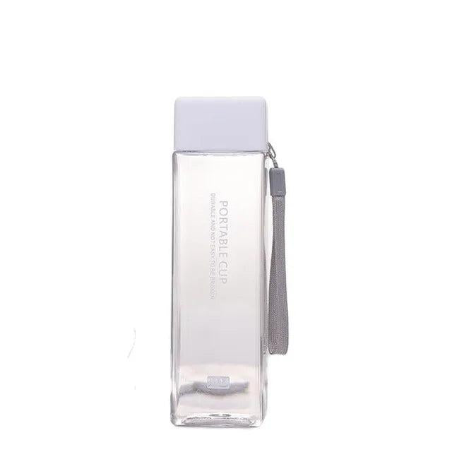 500ml Transparent Square Sports Water Bottle with Strap 1 by HitMyNeed