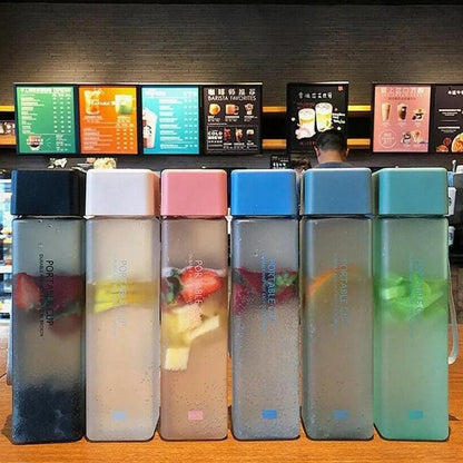 500ml Transparent Square Sports Water Bottle with Strap by HitMyNeed