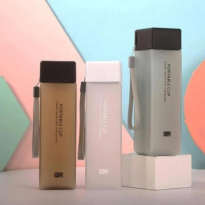 500ml Transparent Square Sports Water Bottle with Strap by HitMyNeed