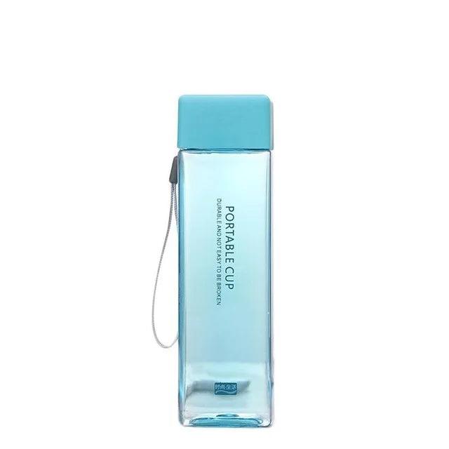 500ml Transparent Square Sports Water Bottle with Strap 5 by HitMyNeed