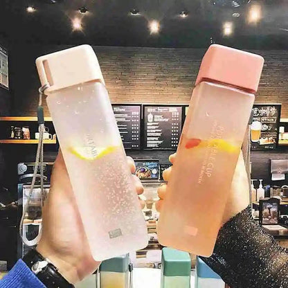 500ml Transparent Square Sports Water Bottle with Strap by HitMyNeed