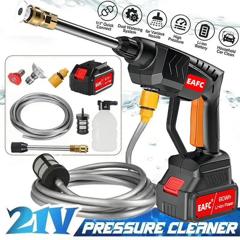 500W 21V Cordless High Pressure Car Wash Spray Gun by HitMyNeed
