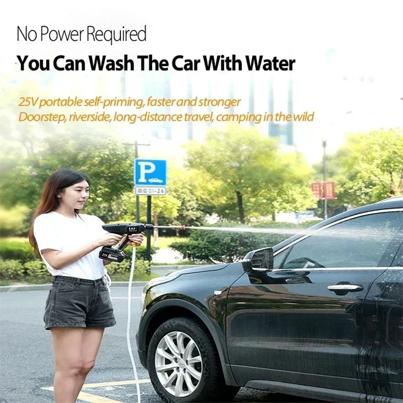 500W 21V Cordless High Pressure Car Wash Spray Gun by HitMyNeed