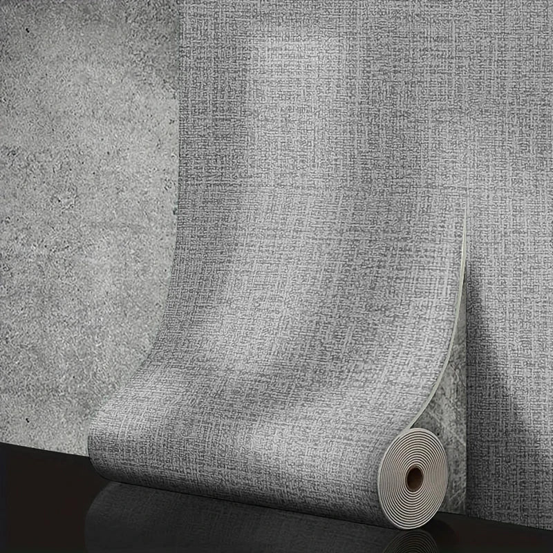 50cm x 10m Linen 3D Foam Self-Adhesive Wall Wallpaper grey by HitMyNeed