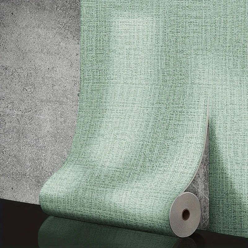 50cm x 10m Linen 3D Foam Self-Adhesive Wall Wallpaper light-green by HitMyNeed