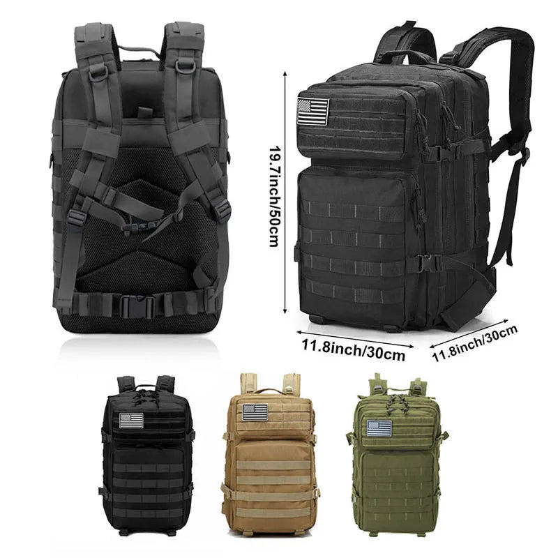 50L Tactical Backpack Waterproof Outdoor Rucksack by HitMyNeed