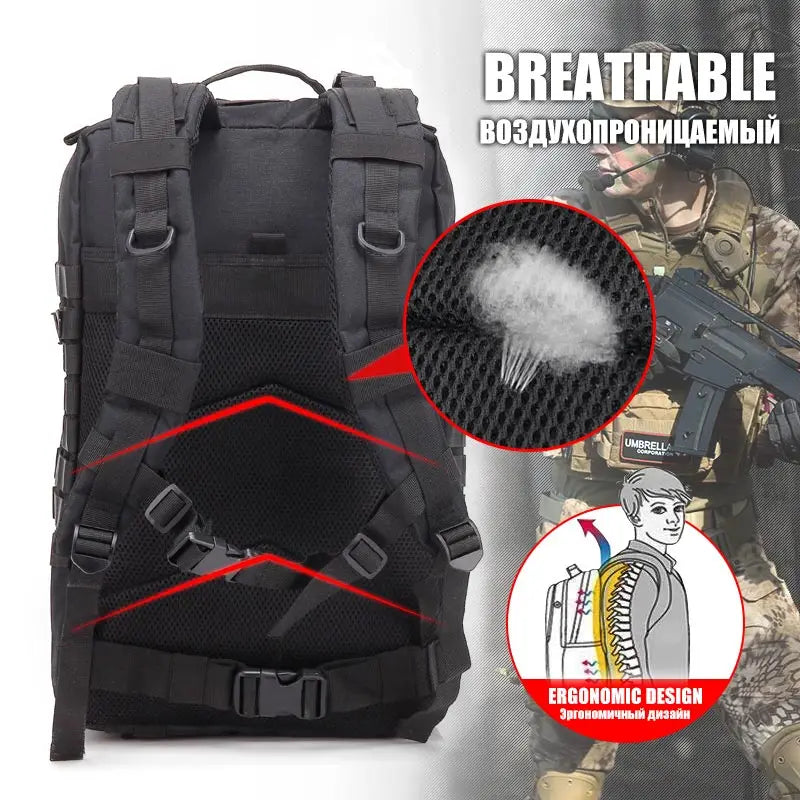 50L Tactical Backpack Waterproof Outdoor Rucksack by HitMyNeed
