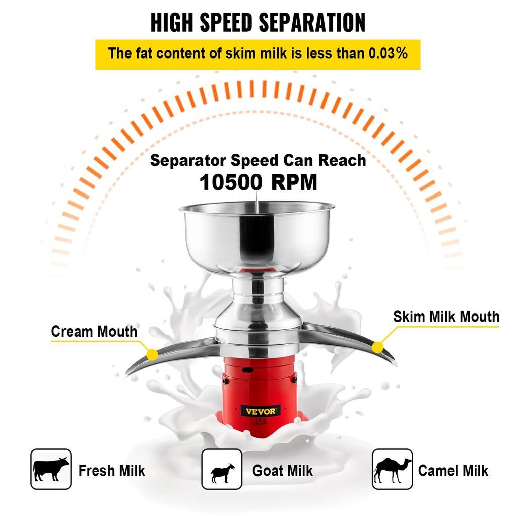 50L/H Electric Stainless Steel Milk Cream Separator by HitMyNeed