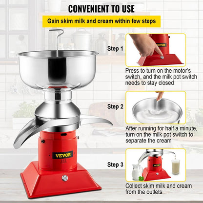 50L/H Electric Stainless Steel Milk Cream Separator by HitMyNeed