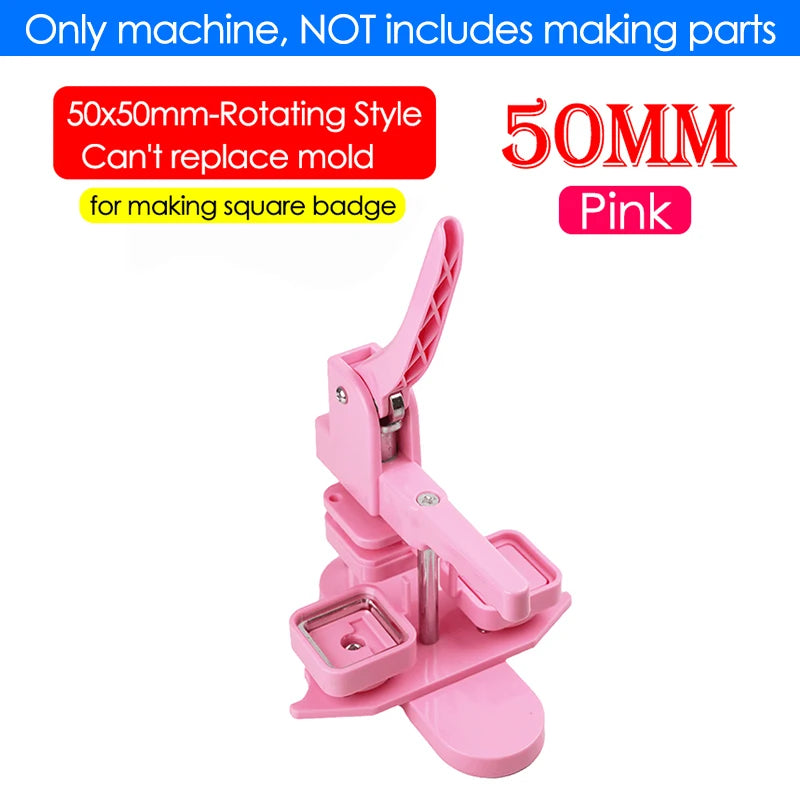 50mm Square Badge Button Maker Manual Press Machine pink-50mm-machine by HitMyNeed