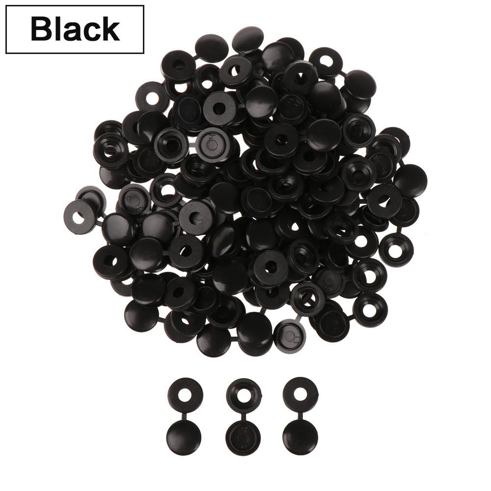 50pcs Hinged Plastic Screw Caps for Bolts and Nuts black by HitMyNeed