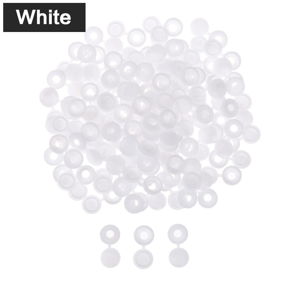 50pcs Hinged Plastic Screw Caps for Bolts and Nuts white by HitMyNeed