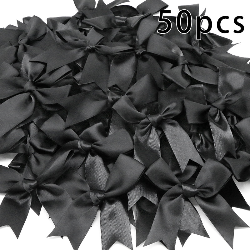 50pcs Pink Satin Ribbon Bows for Gifts & Crafts black by HitMyNeed