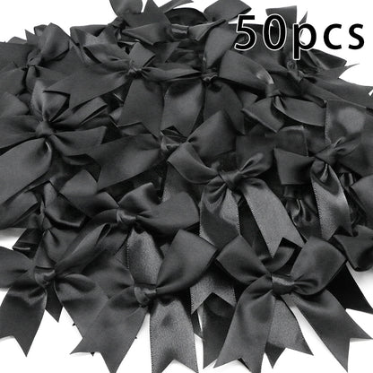 50pcs Pink Satin Ribbon Bows for Gifts & Crafts black by HitMyNeed