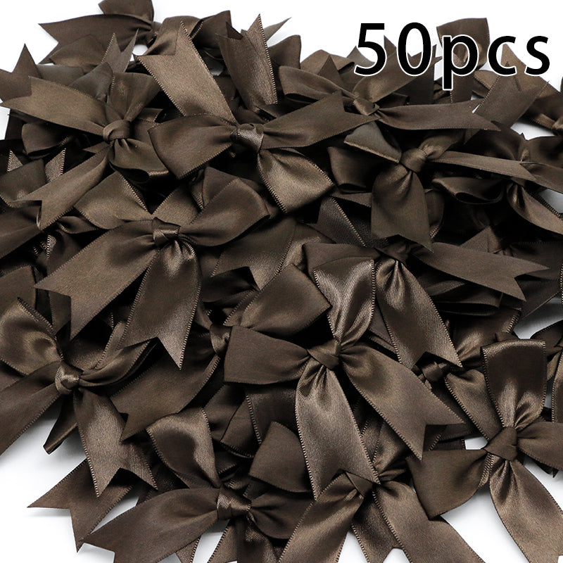 50pcs Pink Satin Ribbon Bows for Gifts & Crafts coffee by HitMyNeed