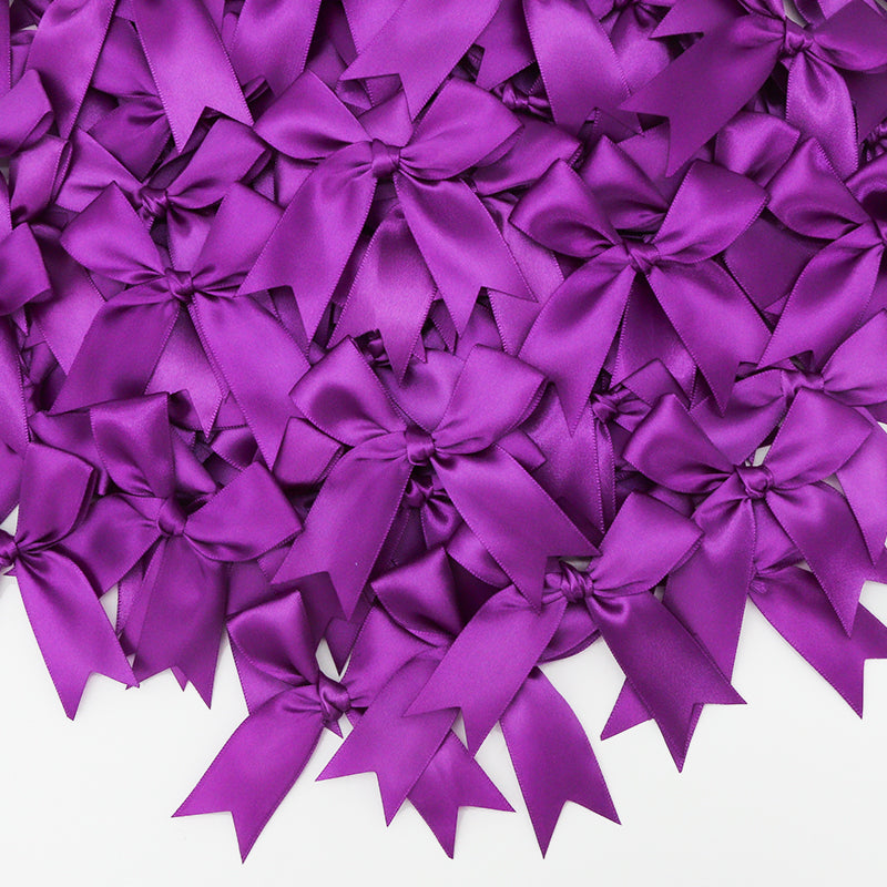 50pcs Pink Satin Ribbon Bows for Gifts & Crafts deep-purple by HitMyNeed