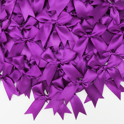 50pcs Pink Satin Ribbon Bows for Gifts & Crafts deep-purple by HitMyNeed