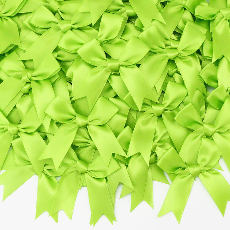50pcs Pink Satin Ribbon Bows for Gifts & Crafts grass-green by HitMyNeed