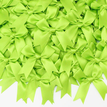 50pcs Pink Satin Ribbon Bows for Gifts & Crafts grass-green by HitMyNeed
