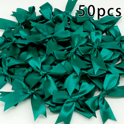 50pcs Pink Satin Ribbon Bows for Gifts & Crafts green by HitMyNeed