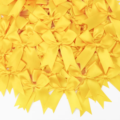 50pcs Pink Satin Ribbon Bows for Gifts & Crafts lemon-yellow by HitMyNeed