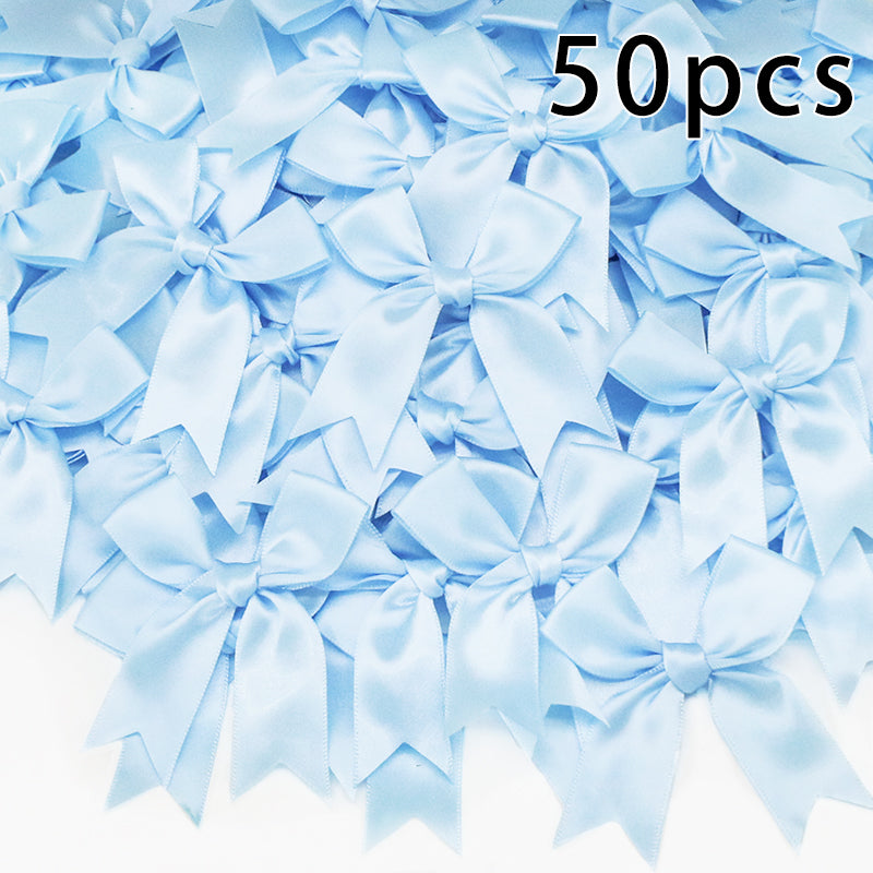 50pcs Pink Satin Ribbon Bows for Gifts & Crafts light-blue by HitMyNeed